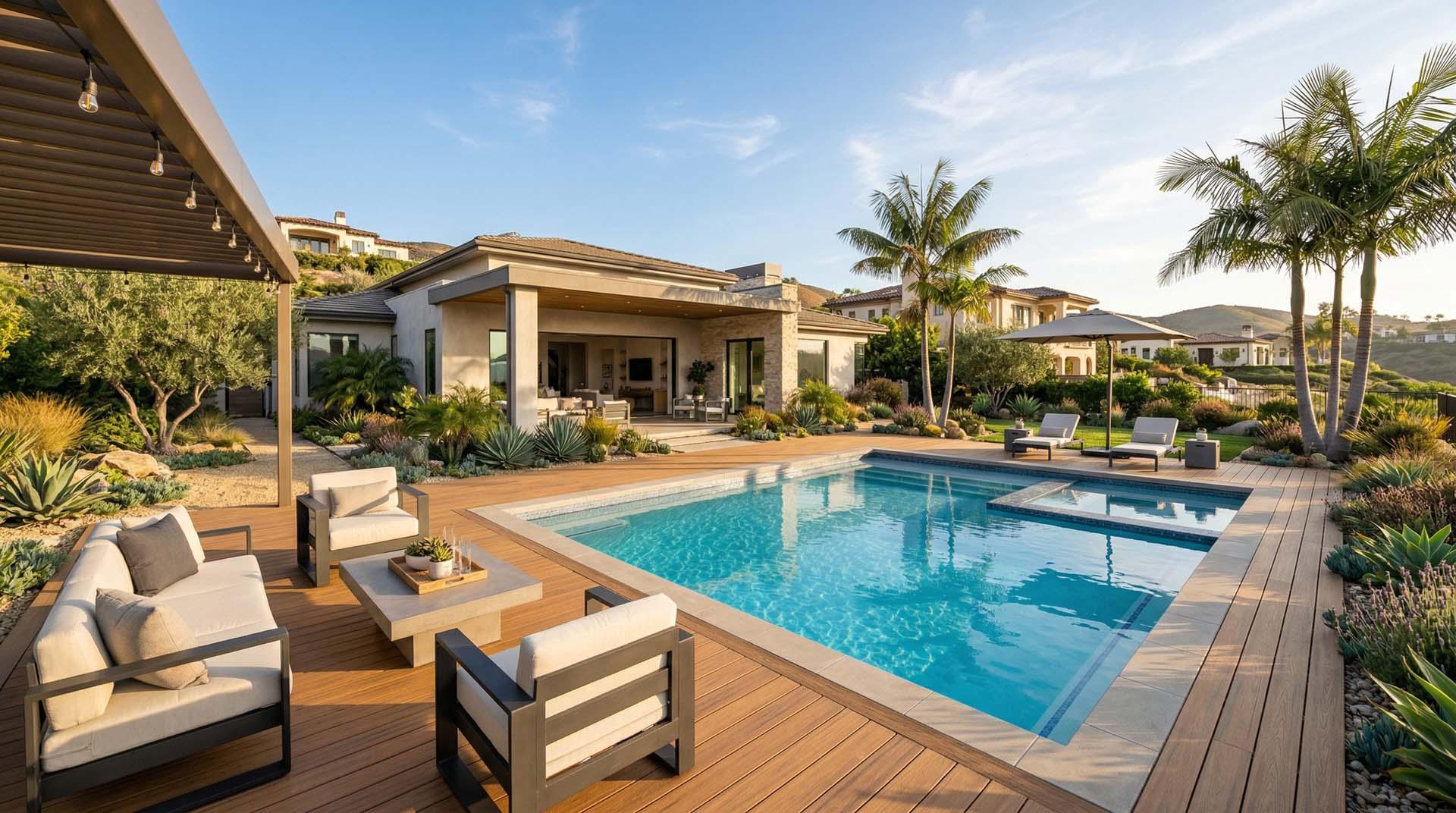 TimberTech composite decking by a pool
